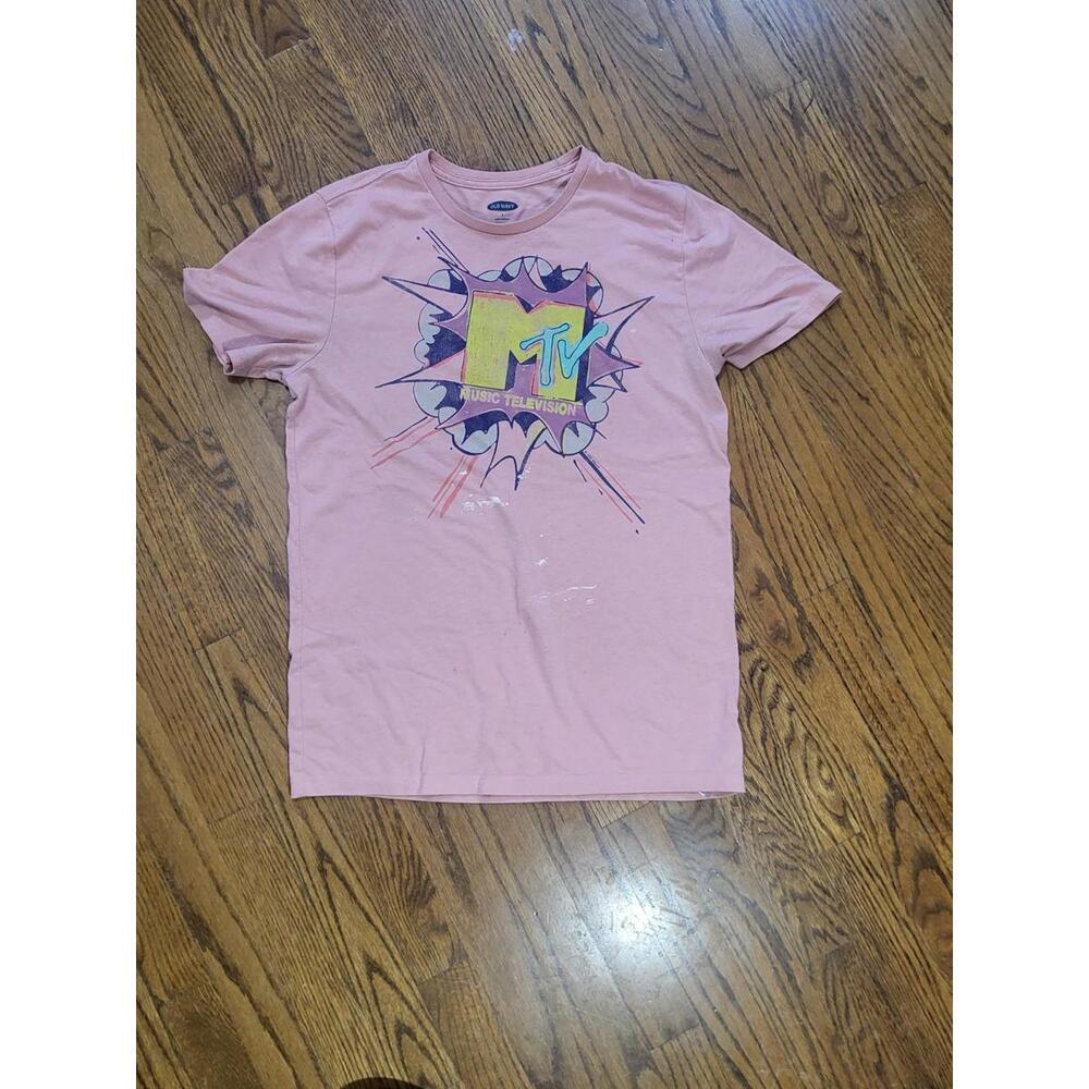 Old Navy MTV Graphic T Shirt Pink Music Television Logo Tee Size Small
